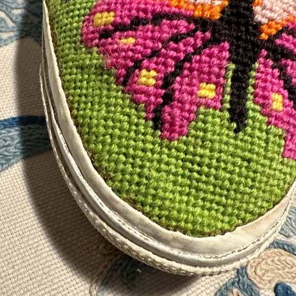 Vans Van Doren 1960’s Vintage Needlepoint Butterfly Skate Sneakers.  Size 9.5 - Picture 3 of 14